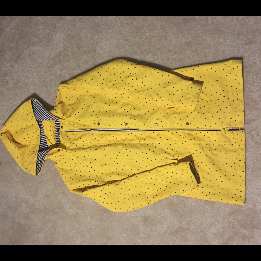 Volcom yellow polka dot raincoat